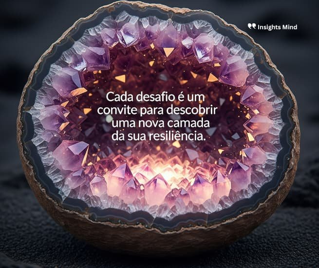 Frase de resiliência: Cada desafio é um convite para descobrir uma nova camada da…