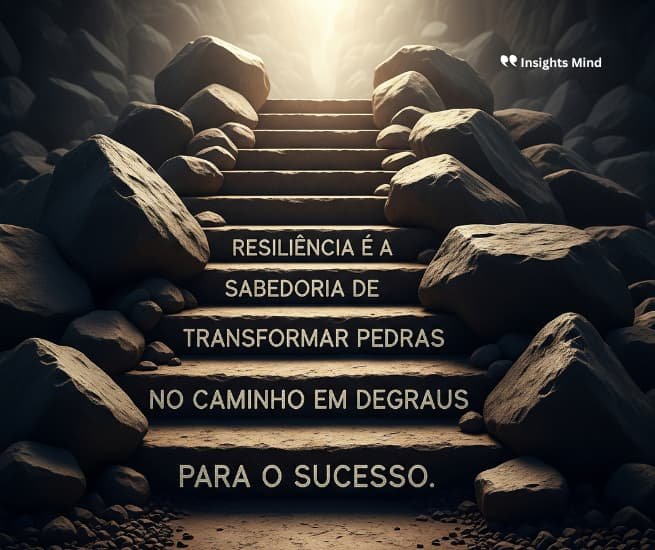 Frase de resiliência: Resiliência é a sabedoria de transformar pedras no caminho…