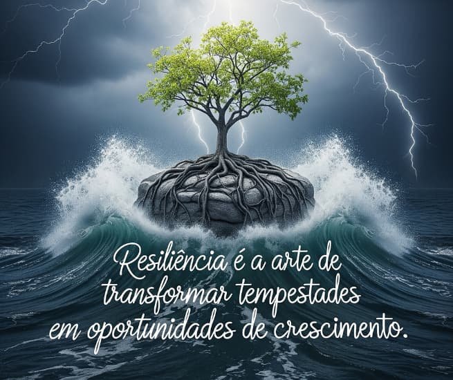 Frase de resiliência: Resiliência é a arte de transformar tempestades em…