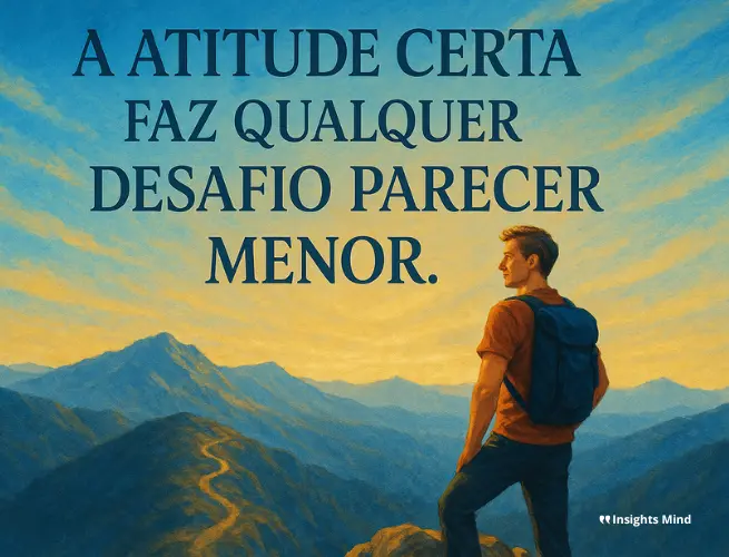 Mensagem sobre como a atitude positiva ajuda a vencer desafios no trabalho.