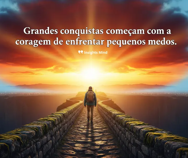 Frase sobre coragem para enfrentar medos e alcançar conquistas no trabalho.
