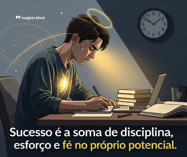 Citação sobre os pilares do sucesso profissional: disciplina, esforço e fé.