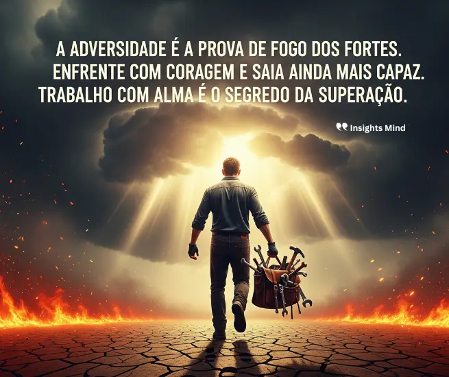 Inspiração sobre enfrentar a adversidade no trabalho com coragem e alma.