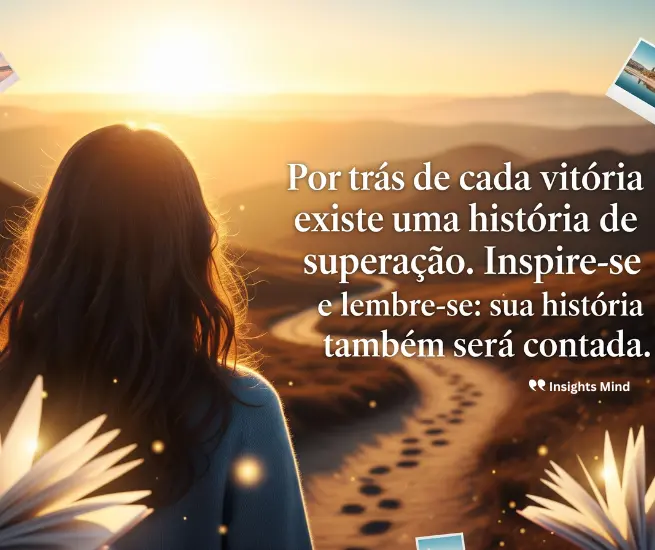 Mensagem sobre histórias de superação por trás de vitórias profissionais.