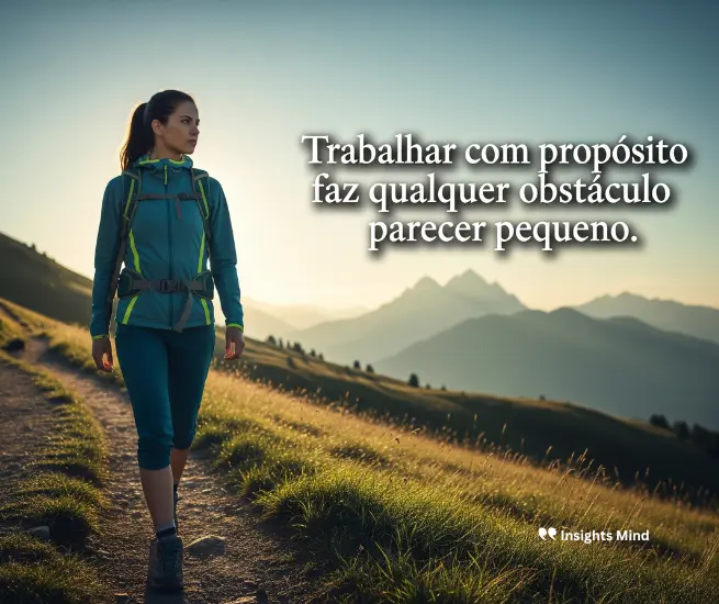 Mensagem sobre como o propósito profissional diminui o tamanho dos obstáculos.